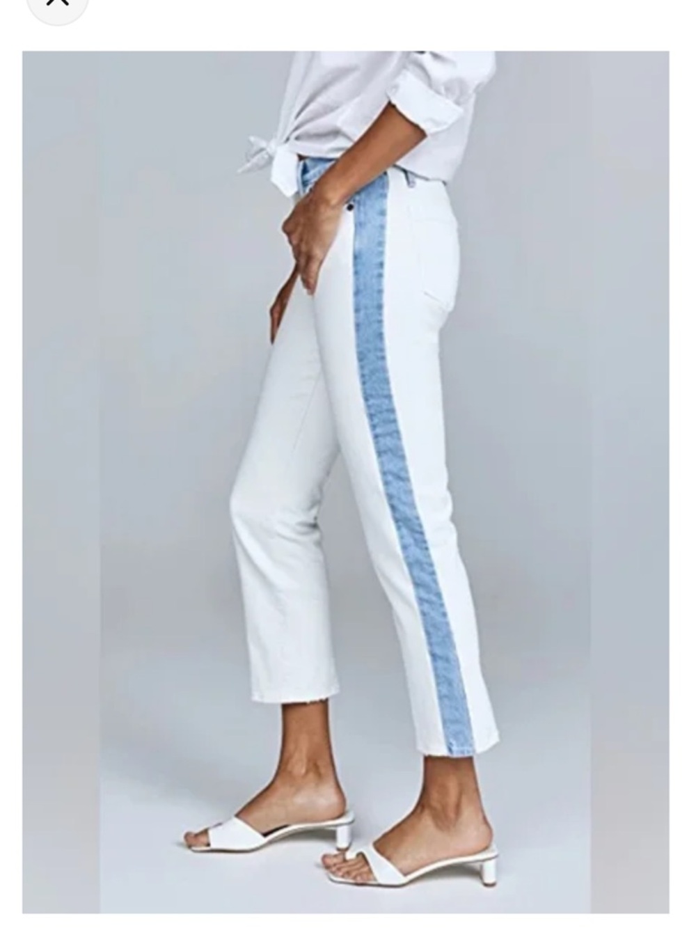 Frame White Ankle Jeans with Light Denim Blue Side Stripe NWOT